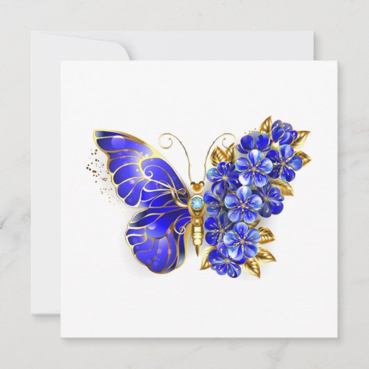 Invitation Papillon Saphir Fleur (Devant)