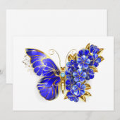 Invitation Papillon Saphir Fleur (Devant / Derrière)