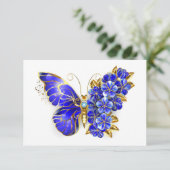 Invitation Papillon Saphir Fleur (Debout devant)
