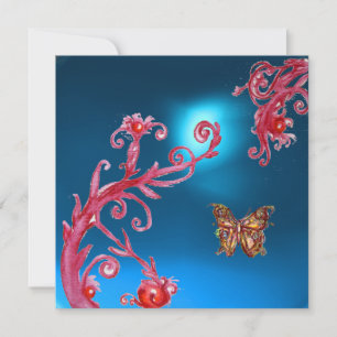 Invitation PAPILLON SAPPHIR BLEU rose vif, rouge