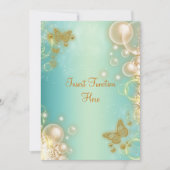 Invitation Papillon sarcelle or mariage fiançailles (Devant)