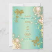 Invitation Papillon sarcelle or mariage fiançailles (Dos)