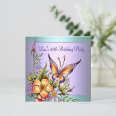 Invitation Papillon sarcelle violet 30 ans (Debout devant)