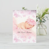 Invitation Papillon scintillant blanc rose Baptême (Debout devant)