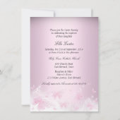 Invitation Papillon scintillant blanc rose Baptême (Dos)