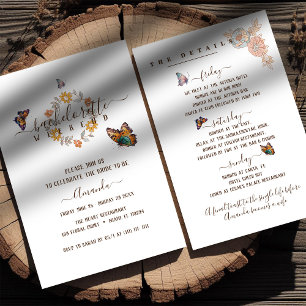 Invitation Papillon Simple Art Groovy Week-end de Bachelorett