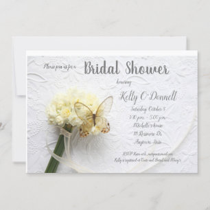 Invitation Papillon sur bouquet de fleurs