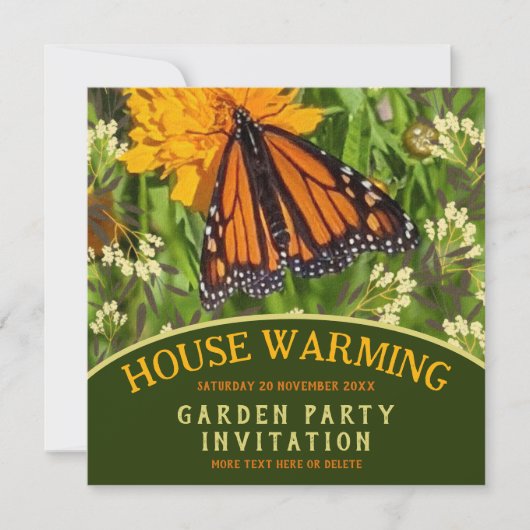 Invitation Papillon sur Flower Garden House Party (Devant)
