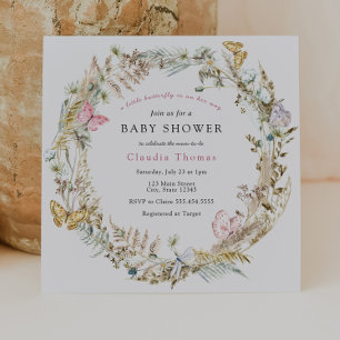 Invitation Papillon sur le Baby shower Boho Chemin