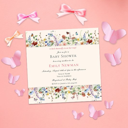 Invitation Papillon sur le chemin Baby shower de Bohême