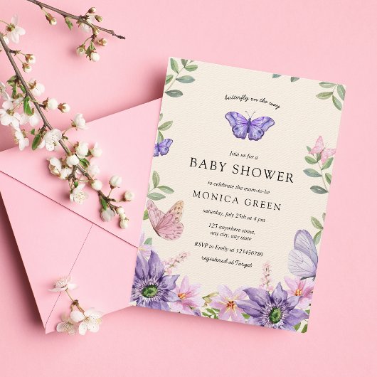 Invitation Papillon sur le chemin Baby shower du jardin de pr