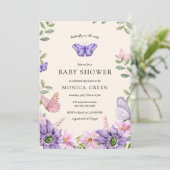 Invitation Papillon sur le chemin Baby shower du jardin de pr (Debout devant)