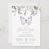Invitation Papillon sur le chemin Baby shower floral violet (Devant)