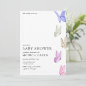 Invitation Papillon sur le chemin Baby shower minimaliste (Debout devant)