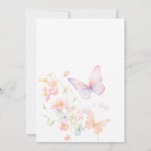 Invitation Papillon sur le chemin Baby shower rose (Dos)