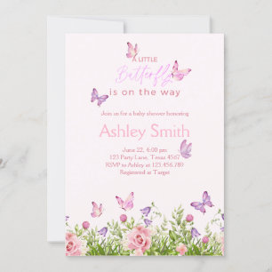 Invitation Papillon sur le chemin Floral fille Baby shower