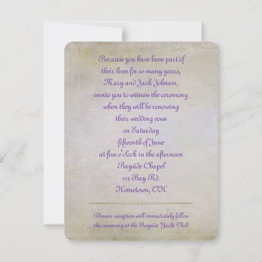 Invitation Papillon sur Lilacs Vow Renewal (Dos)