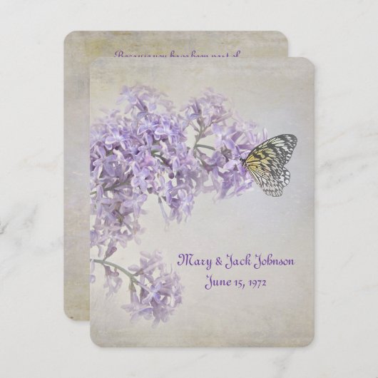 Invitation Papillon sur Lilacs Vow Renewal (Devant / Derrière)