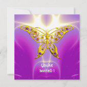 Invitation PAPILLON SURVOLTÉ rose fuchsia violet champagne (Devant)