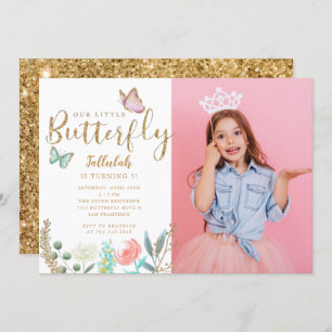 Invitation Papillon Thème Filles Anniversaire Photo