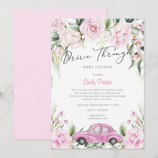 Invitation Papillon, Thèmes de Baby shower de fille, (Devant / Derrière)