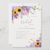 Invitation Papillon tournesol Lilac Fête des mariées rustique (Devant)