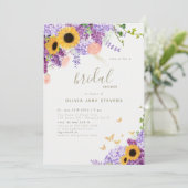 Invitation Papillon tournesol Lilac Fête des mariées rustique (Debout devant)