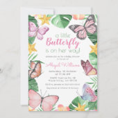 Invitation Papillon tropical en route - Baby shower de fille (Devant)