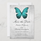 Invitation Papillon turquoise Enregistrer l'Invitation de dat (Devant)
