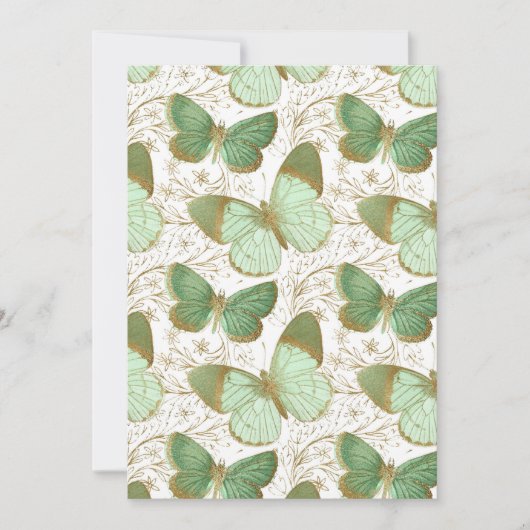 Invitation Papillon Vert Fleur Florale Fleurir (Devant)