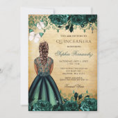 Invitation Papillon vert princesse vintage Quinceañera (Devant)