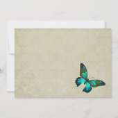 Invitation Papillon vert sur un Mariage Collage Vintage (Dos)