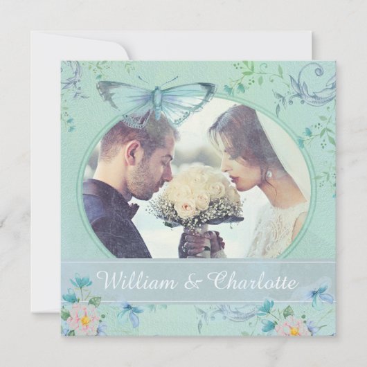 Invitation Papillon Vintage avec Photo Personnalis (Devant)