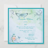 Invitation Papillon vintage, Fleurs et Fleurs 65e anniversair (Dos)