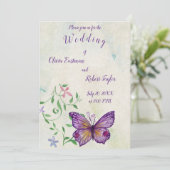 Invitation Papillon violet à aquarelle personnalisé (Debout devant)