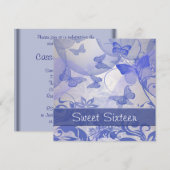 Invitation Papillon Violet Bulles Étoile Sweet Seize Ans (Devant / Derrière)
