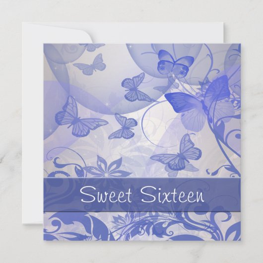 Invitation Papillon Violet Bulles Étoile Sweet Seize Ans (Devant)