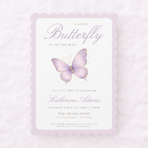 Invitation Papillon Violet En Route Baby Shower Coquette