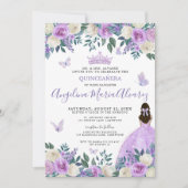 Invitation Papillon Violet Fleur Quinceañera (Devant)