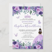Invitation Papillon Violet Fleur Quinceañera (Devant)