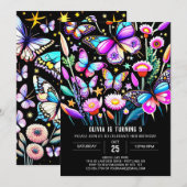 Invitation Papillon violet moderne modifiable Anniversaire (Devant / Derrière)