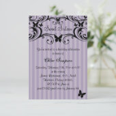 Invitation Papillon Violet & Noir pour Sweet16 (Debout devant)