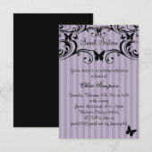 Invitation Papillon Violet & Noir pour Sweet16 (Devant / Derrière)