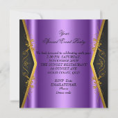 Invitation Papillon Violet Or Élégant pour Toute Réception (Dos)