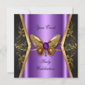 Invitation Papillon Violet Or Élégant pour Toute Réception (Devant)
