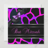 Invitation Papillon violet rose bat mitzvah (Dos)