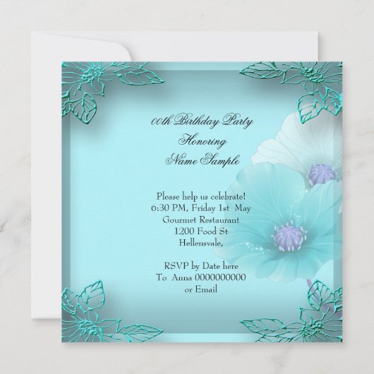 Invitation Papillon violet turquoise Fête d'anniversaire Femm (Dos)