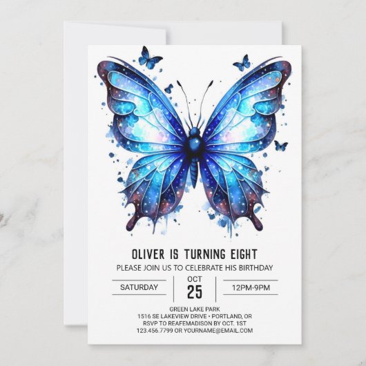 Invitation Papillon Whimsical moderne Boy Anniversaire (Devant)