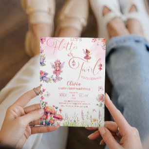 Invitation papillonner et tournoyer fée premier anniversaire