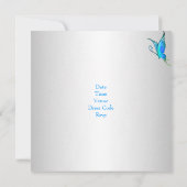 Invitation Papillons 21e fête d'anniversaire Bleu Blanc (Dos)